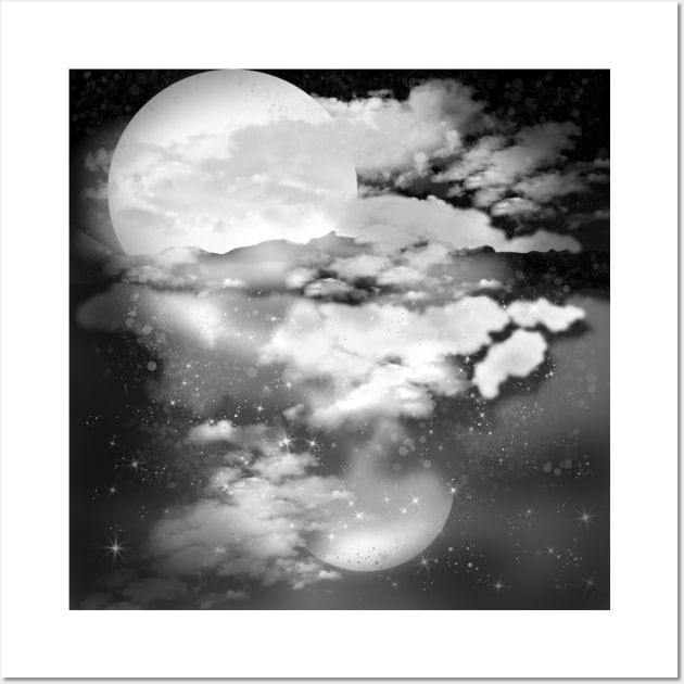 grey moon fantasy landscape Wall Art by cuisinecat